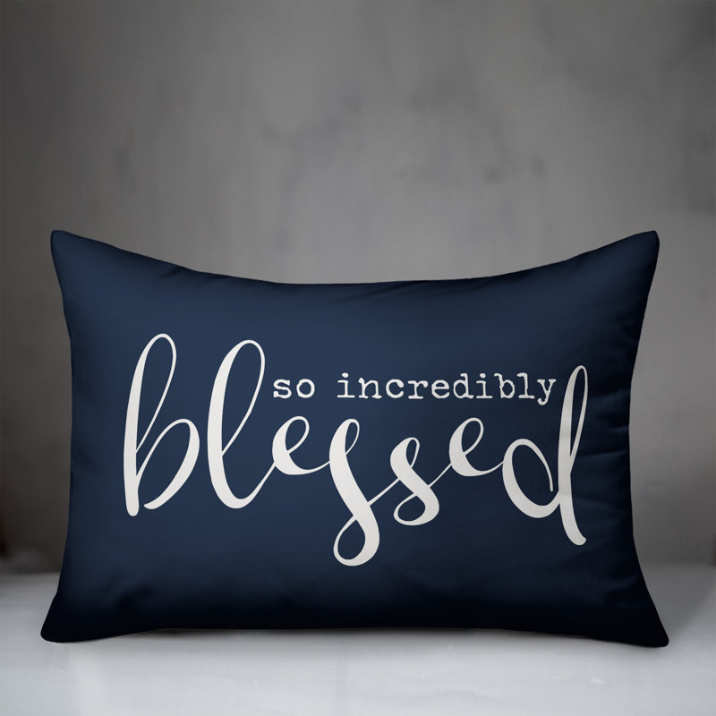 Textual Indoor/Outdoor Reversible Throw Pillow, Navy