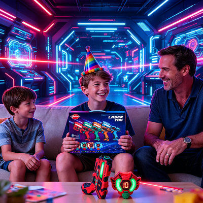 Étiquettes laser 360 ° Capteurs Ensemble de 4 joueurs infrarouges rechargeables Affichage de données en temps réel Cadeaux laser pour enfants de 6 à 12 ans