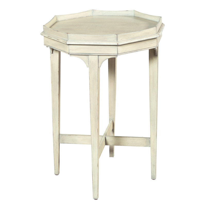 Table de bout octogonale avec base en X en taupe vieilli