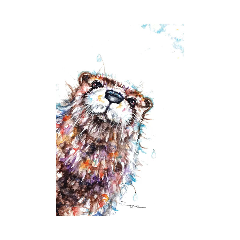 " Curious Otter " Painting Print, 12" H x 8" W x 0.75" D