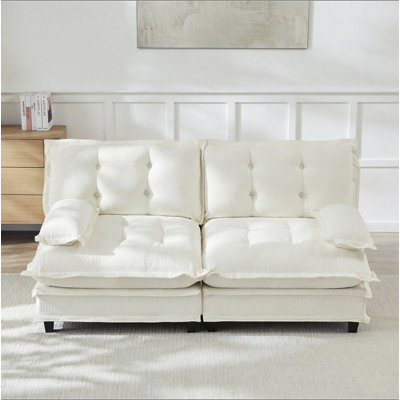 Causeuse de 77 po, canapé modulaire moderne, canapé à 2 places pour le salon, la chambre à coucher et les appartements, coussins confortables en nuage en tissu chenille respirant