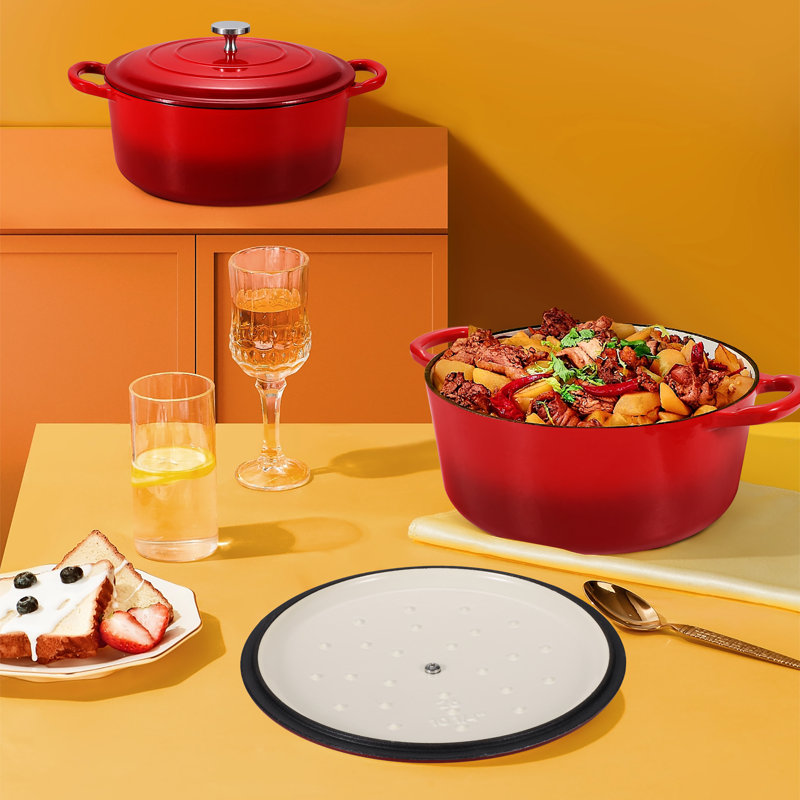 EUFRUITEAM 5.7L Non-Stick Enameled Cast Iron Dutch Oven
