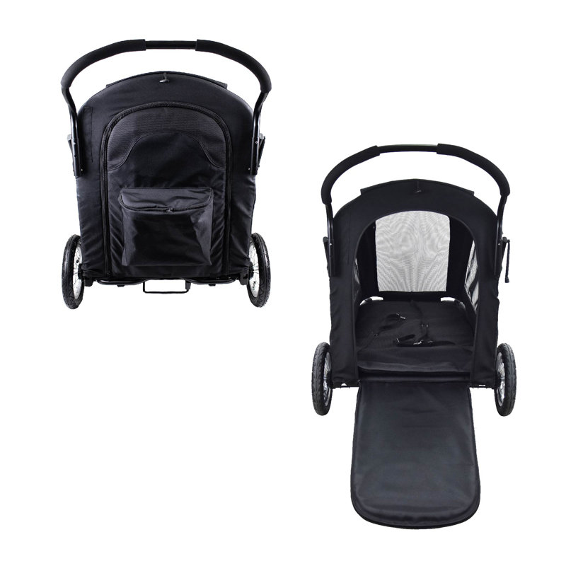 Petique - New & Improved Apollo Elite Light Wt. Pet Stroller For Large, Senior, Disabled& Multiple Pets; Bult-In Sturdy Ramp, Low To Ground, Air Tires, Convertible Canopy, Supports Up To 133 Lbs.