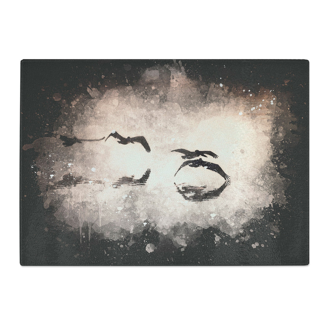 Tempered Glass a Flock of Pelicans Paint Splash Chopping Board
