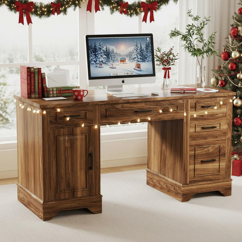 Executive Desk, Rustic Brown