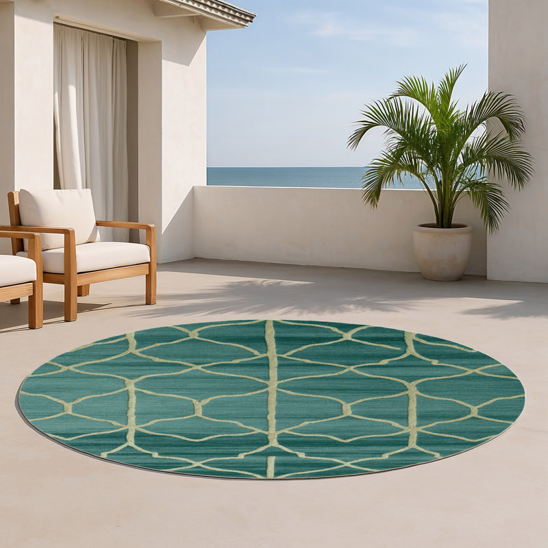 Tapis vert intérieur et extérieur Trellis, Rond 5 pi