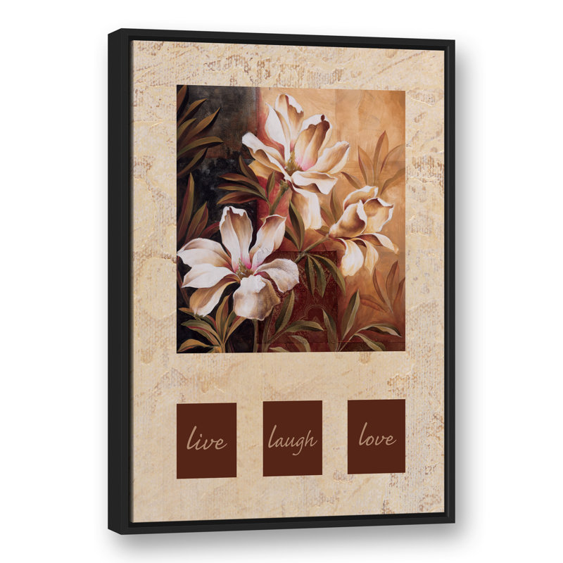 «Magnolia Live Laugh Love» sur toile, H 37,75 po x l 25,75 po x P 1,75 po, Cadre flottant noir