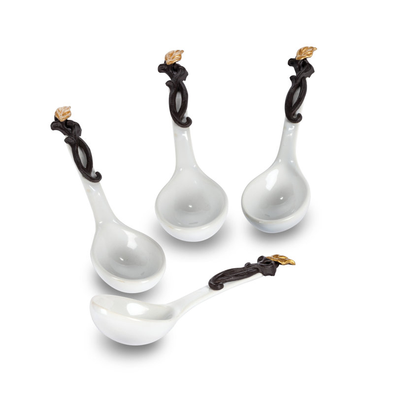 White Stoneware Spoons.