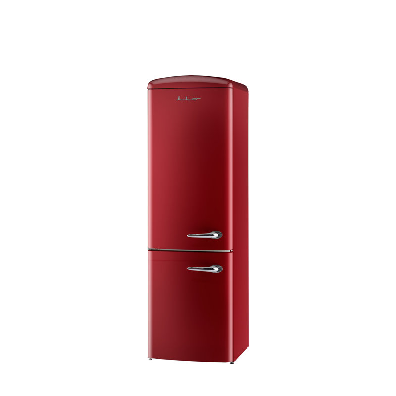 Réfrigérateur Energy Star de 12 pi³ avec congélateur inférieur 24 po rétro, Bordeaux, Gauche