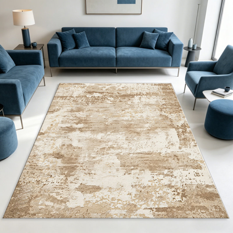 Abstract Gold & Beige carpet-easy to clean, machine-washable, soft and comfortable; suitable for door mats, kitchens, living rooms, bedrooms, corridors, and laundry areas. Easy to clean, durable carpet for home decoration.