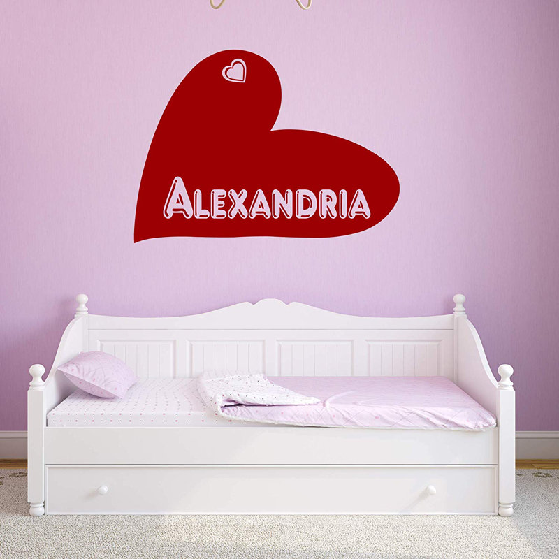 Décalcomanie murale personnalisée avec coeur Wheaton, H 17 po x l 22 po x P 0,01 po, Bourgogne, Oui