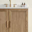Meuble-lavabo sur pied de 91 cm (36 po) avec lavabo simple, structure en bois massif, comptoir blanc composite, armoire assemblée en usine, dosseret de comptoir, vasque carrée et quincaillerie à fermeture amortie.