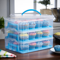 Prep & Savour Knoxville 3-tiers Cupcake Carrier (White), Transport Container,  BPA-Free, Holds up to 36 Cupcakes