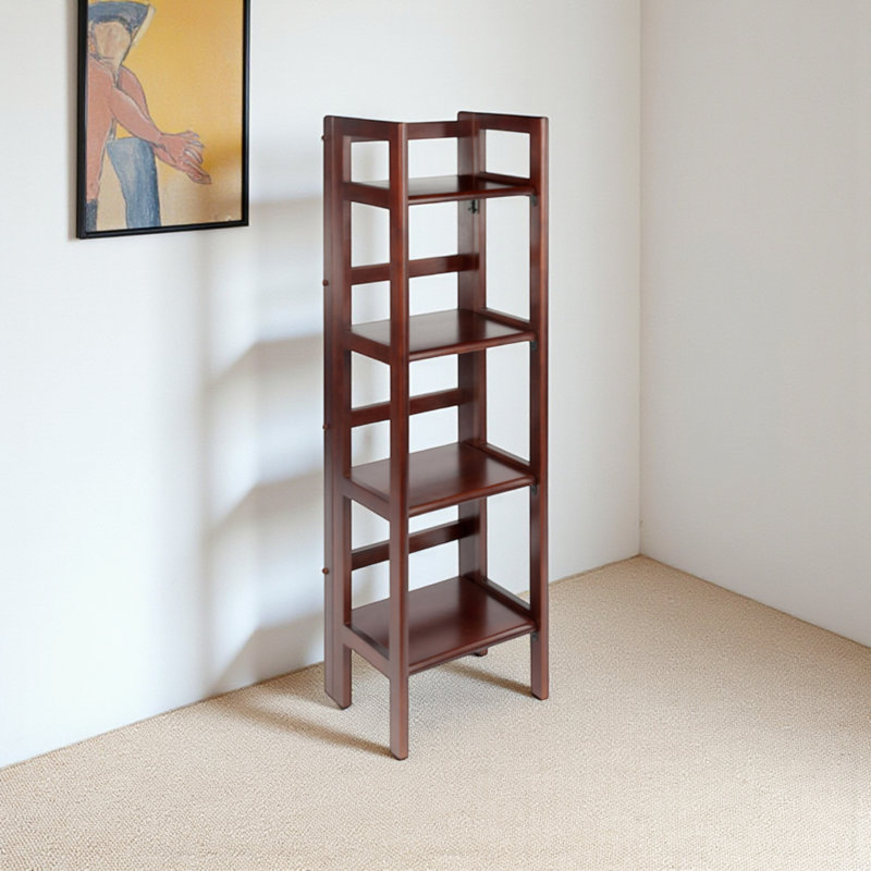 Étagère à livres en bois massif H 51,34 "x l 14,02" Akridge, Noyer antique
