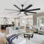 Ventilateur de plafond 72 pales de 72 pouces avec lumières et télécommande, ventilateur moderne noir avec moteur à courant continu réversible
