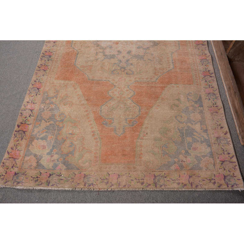 Tapis rétro, tapis de chambre à coucher, tapis orange 4,5 x 7,5 pieds, tapis turcs, tapis modernes
