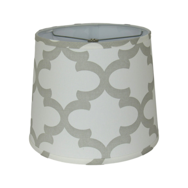 Abat-jour tambour en quadrilobe Modern - motif gris et blanc neutre, H 10 po x l 12 po x P 12 po