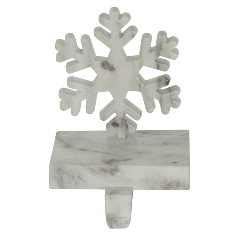 Porte-chaussette de Noël flocon de neige 7,25 "marbré blanc et noir