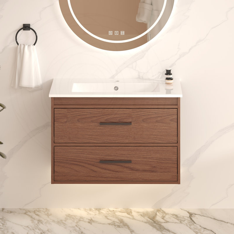 30" Wall-Mounted Bathroom Vanity with Soft-Close Drawers