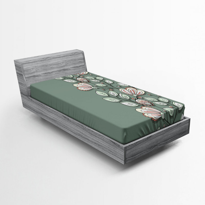 Microfiber Floral Fitted Sheet, Twin Fitted Sheet