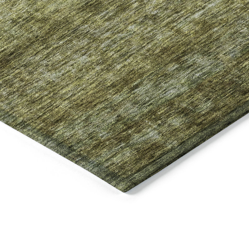 Machine Washable Indoor/Outdoor Christain ACN1166 Olive Rug, Rectangle 10' x 14'