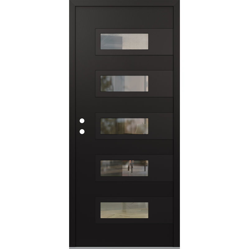 D3 36 po à droite X 80 po Panneau d'entrée en acier noir et noir, 37,44 po x H 81,69 po, Noir / noir / transparent