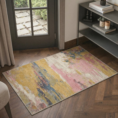 Lucchesi Abstract Machine Washable Area Rug