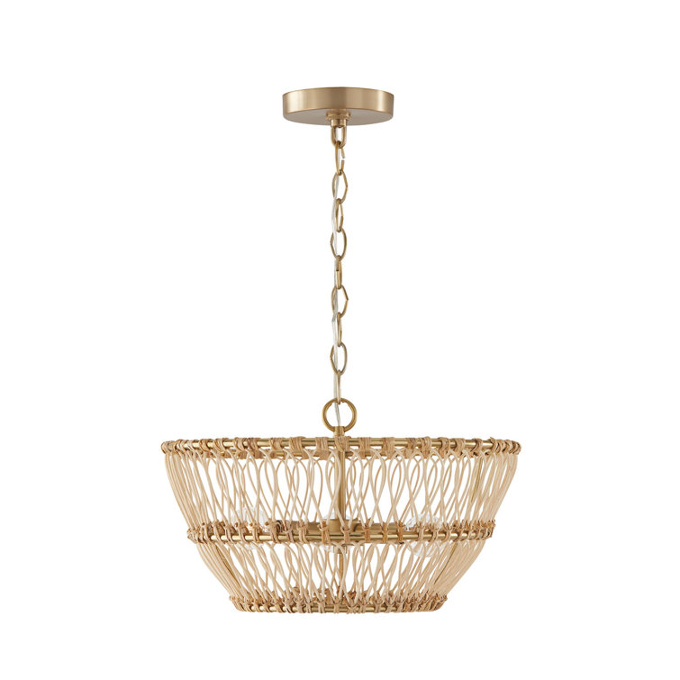 Foley 3 Light Rattan Dimmable Pendant