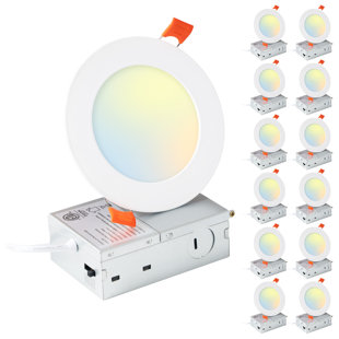 4 In. White Flush Round Wet Rated Led Integrated Recessed Lighting Kit (12-pack)