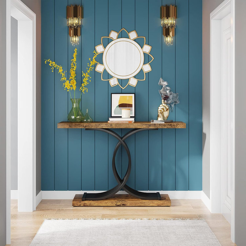 39.37'' Console Table, Rustic Brown/Black
