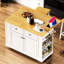 Chariot pour îlot de cuisine 48 pouces avec rallonge, prise de courant, rangement interne, 5 roulettes, 2 tiroirs, tablettes réglables, alimentation de style blanc, rouler pour la zone-256402957