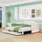 Twin XL to King Upholstered Daybed with Two Storage Drawers, LED Light and Trundle-252860420