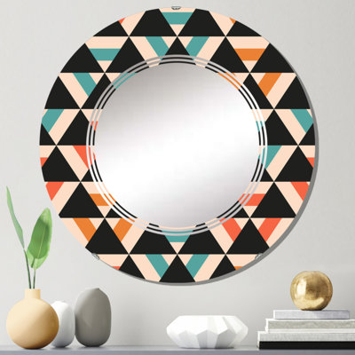 Triangles noirs sur fond de miroir rétro bleu et orange I