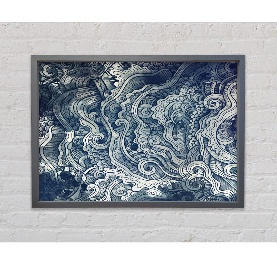 Ripples And Swirly Dots Blue - Einzelner Bilderrahmen Kunstdrucke auf Leinwand