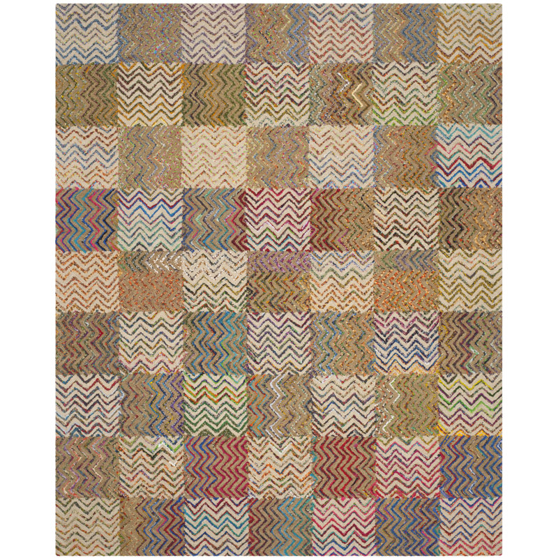 Anaheim Hand Tufted Wool/Cotton Geometric Rug in Beige/Brown, Rectangle 8' x 10'