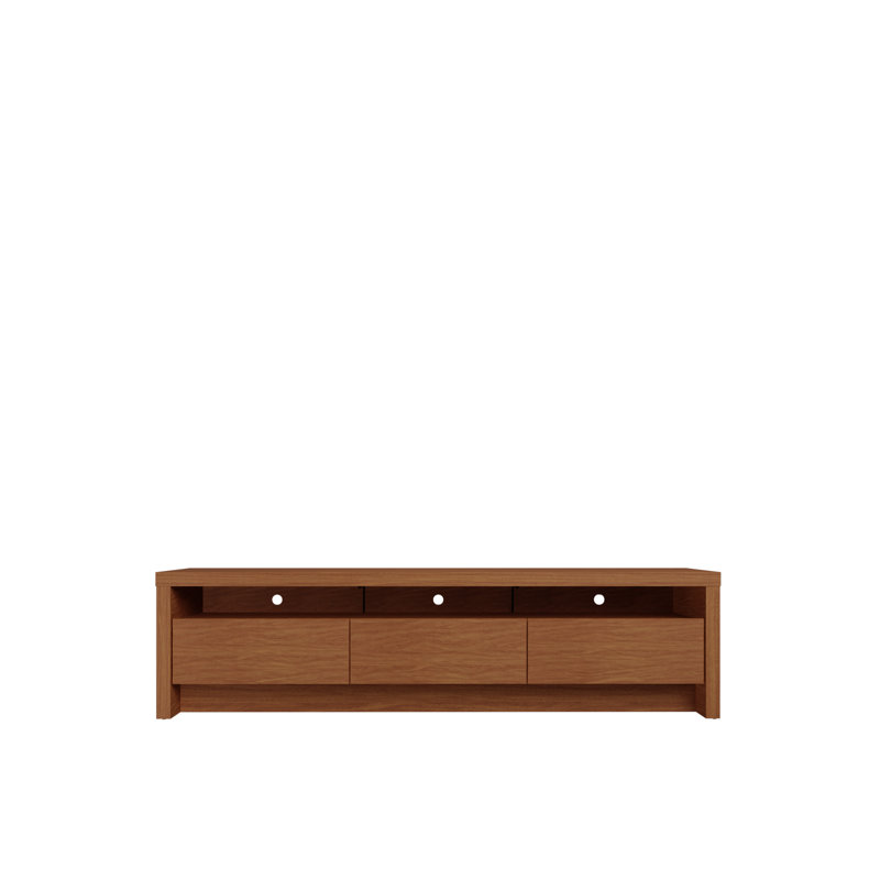 Meuble télé contemporain à 3 tiroirs pour téléviseur de 60 po ou moins de couleur érable Sylvan 70,86 po, Brun, 70.94"