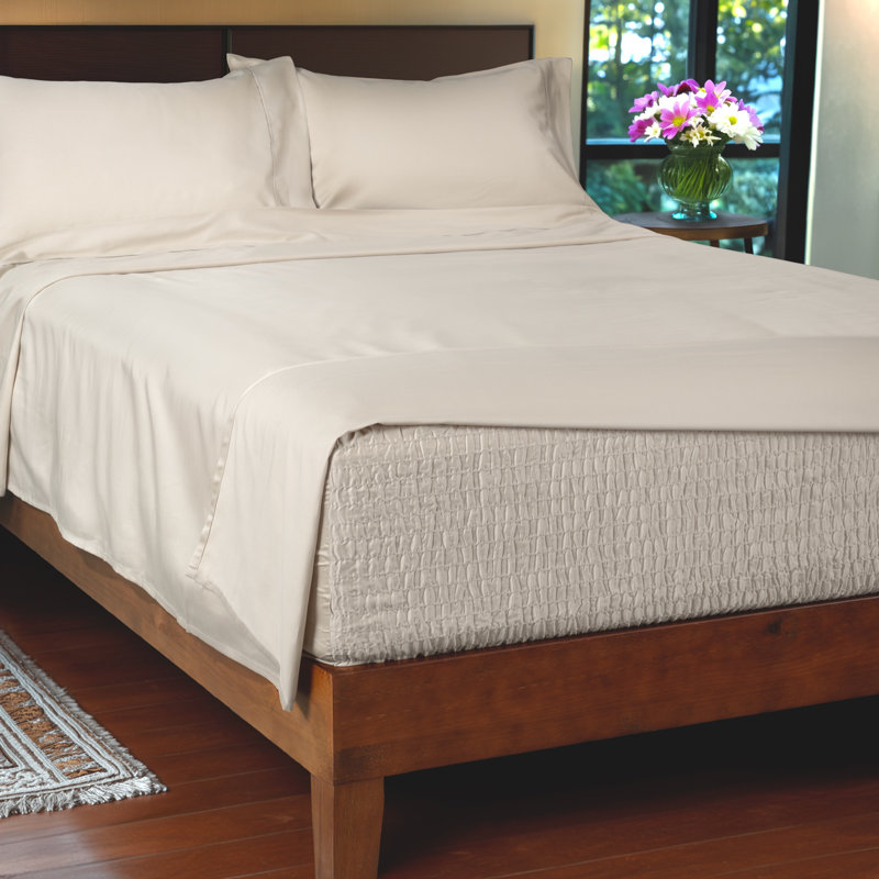 800 Thread Count Cotton Blend BedTite Tight Grip Sheet Set, Queen, Silver