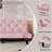 Sofa To Sofa Bed Transformation: 66" Pink Velvet Sofa Bed, Ideal For Family Living Rooms, Apartmen & Bedrooms