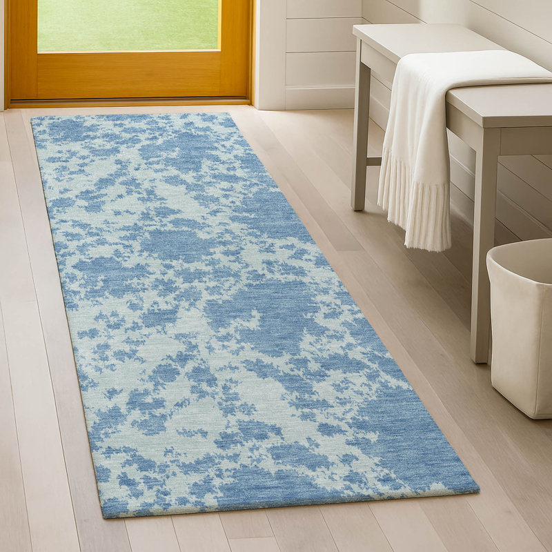 Machine Washable Indoor/Outdoor Chantille ACN2919 Abstract Rug, Sky, 2'3" x 7'6" Runner