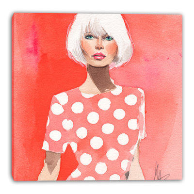 Coral Dot Muse Wrapped Canvas Wall Art