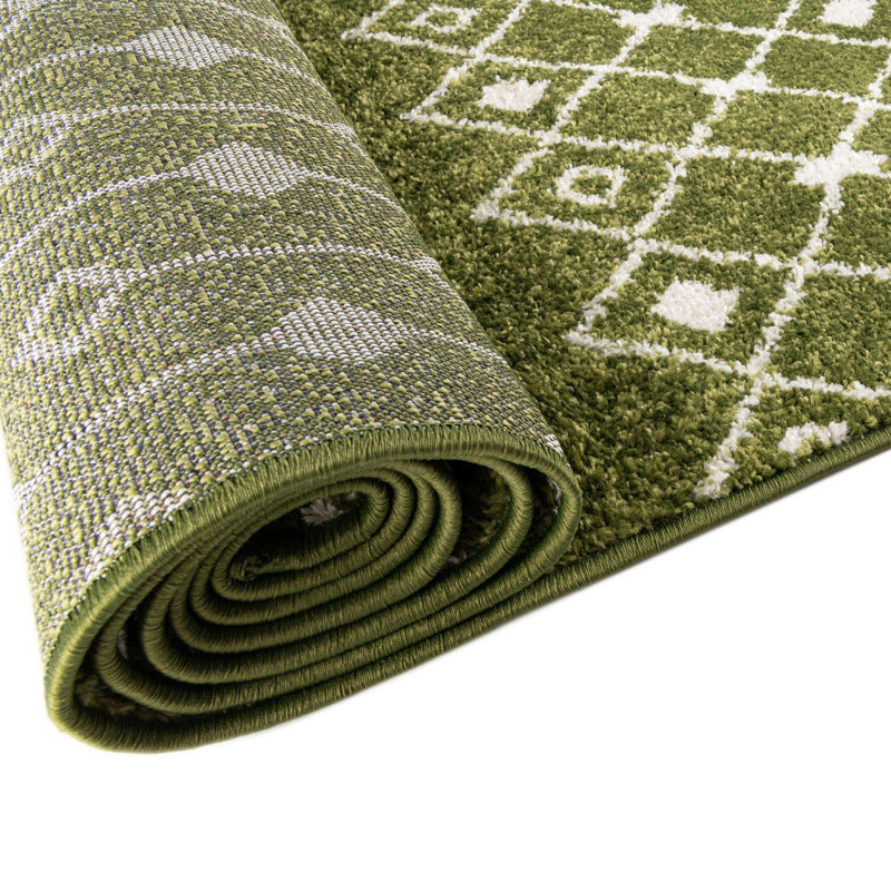 Somerville Geometric Indoor Rug, Square 6'1", Green/Cream