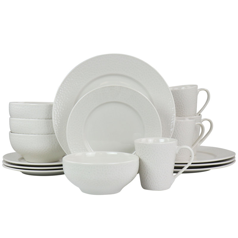 Service de table en porcelaine blanche 16 pièces Elama Jasmine