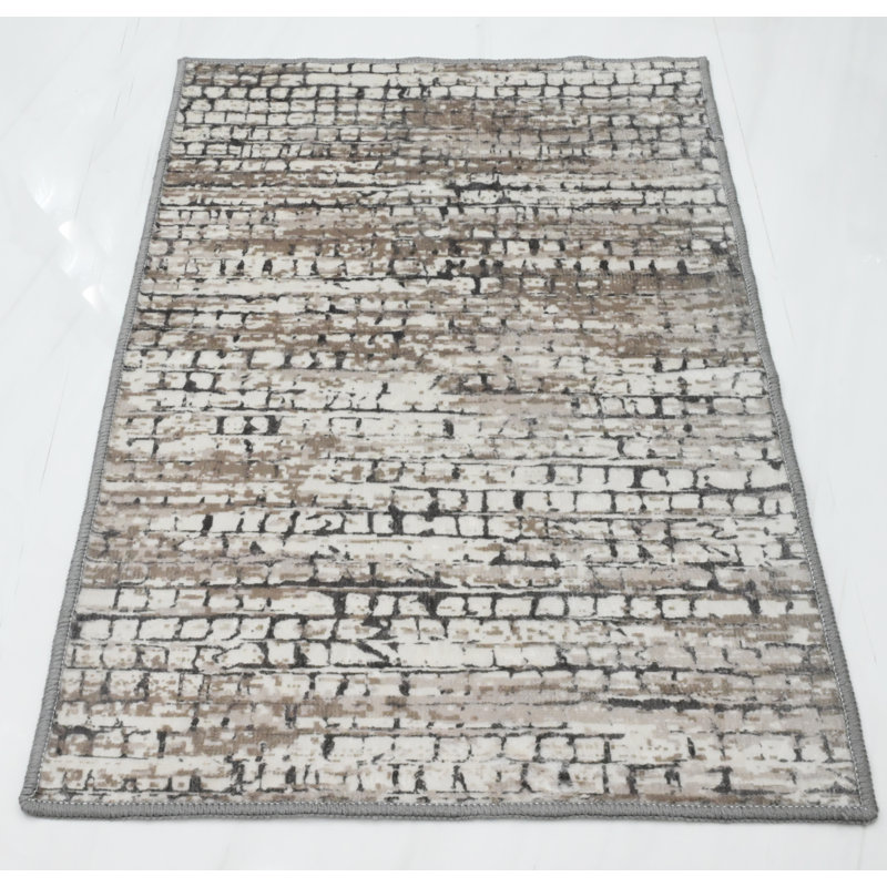 Bibb Home Washable Flannel Printed Area Rug with Latex Back, Rectangle 5' x 7'