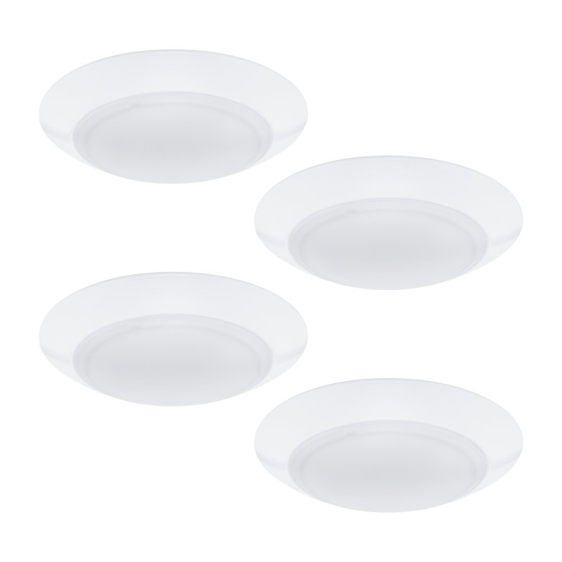 Disc 7.5" White Dimmable LED Flush Mount Wall / Ceiling Light, 5-CCT Selectable 2700K/3000K/3500K/4000K/5000K; Set of 4