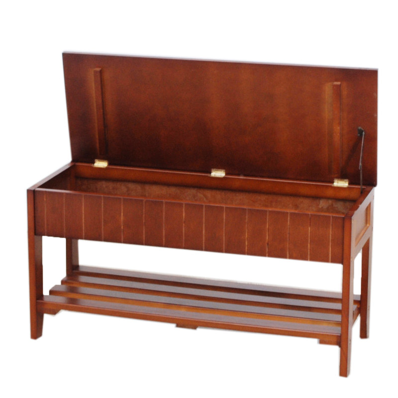 Banc à chaussures en bois massif avec finition cerisier et rangement précieux - 35,5 po x 13 po 18 po robuste et attrayant pour le vestibule Design élégant L 35,5 po x l 13 po x H 18 po
