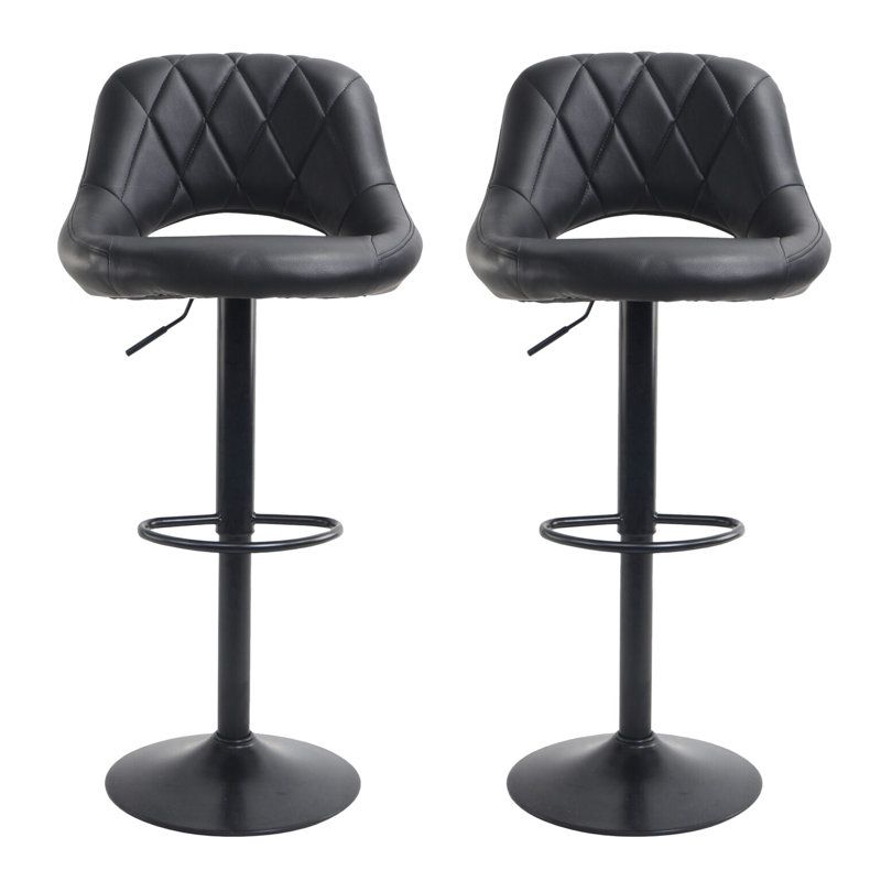 Idlewood Swivel Upholstered Adjustable Height Counter Stool with Metal Frame, Chrome, Black