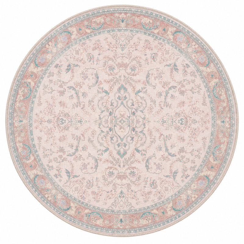 Modern Light Pink Traditional Patterned Washable Decorative Carpet, Rectangle 2'4" x 4'