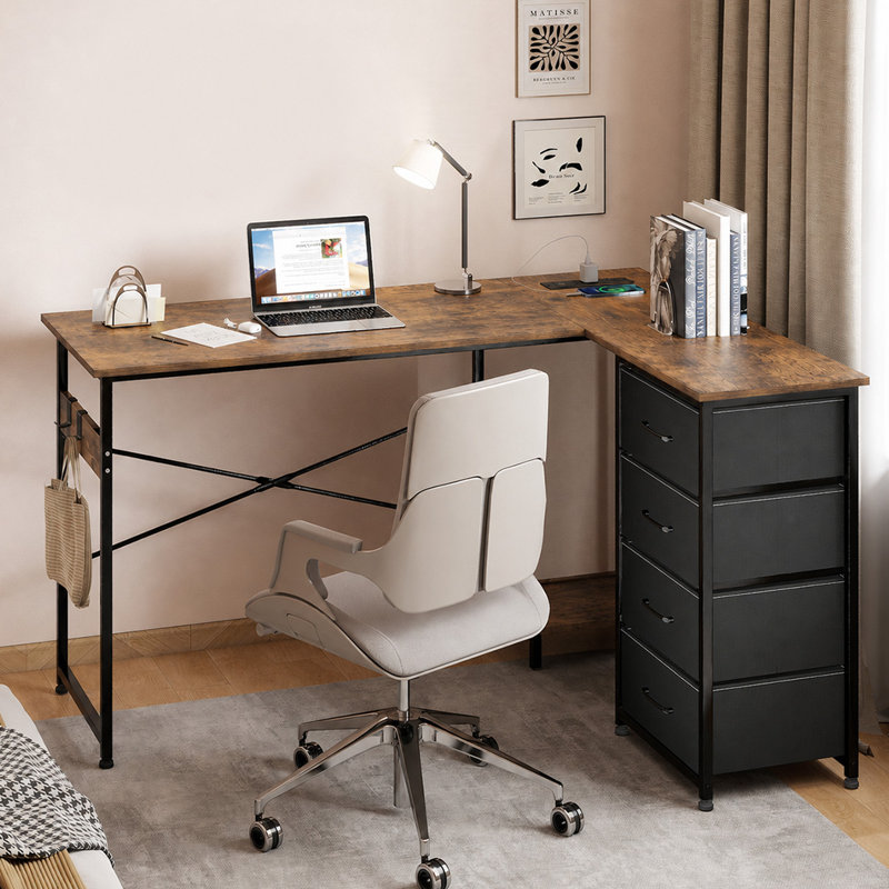 L-Shaped Particle Board / Chipboard Computer Desk