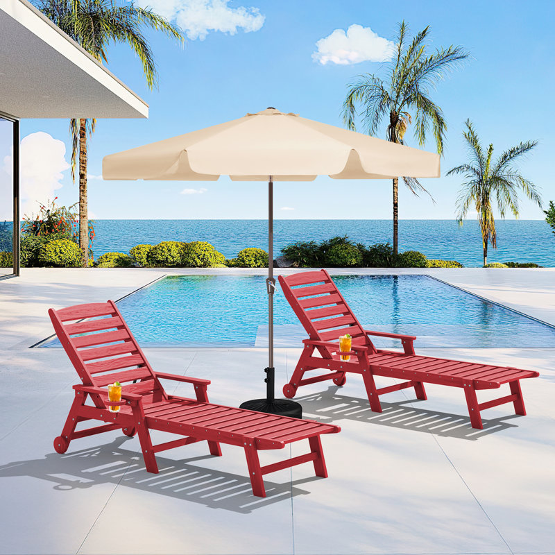 Chaise longue d'extérieur Swann, Rouge