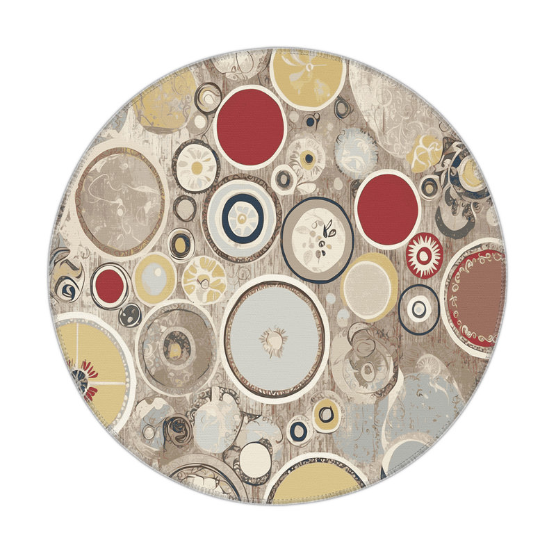 Snazzy Line Indoor And Outdoor Area Rug, Round 5'